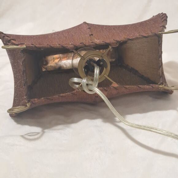 Vintage Purse Shaped Lamp Light Mauve w/ Feather Trim Night Light 11"x11.5" - Picture 11 of 11